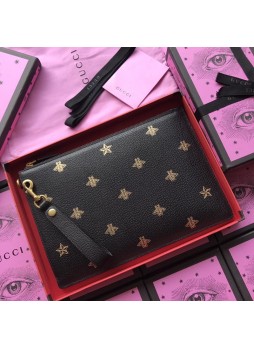 GUCCI Bee Star leather pouch